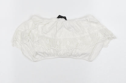 Womens UK Size 8 New Look White Cropped Blouse