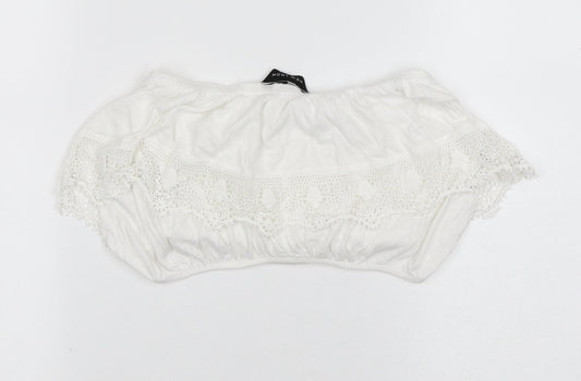 Womens UK Size 8 New Look White Cropped Blouse