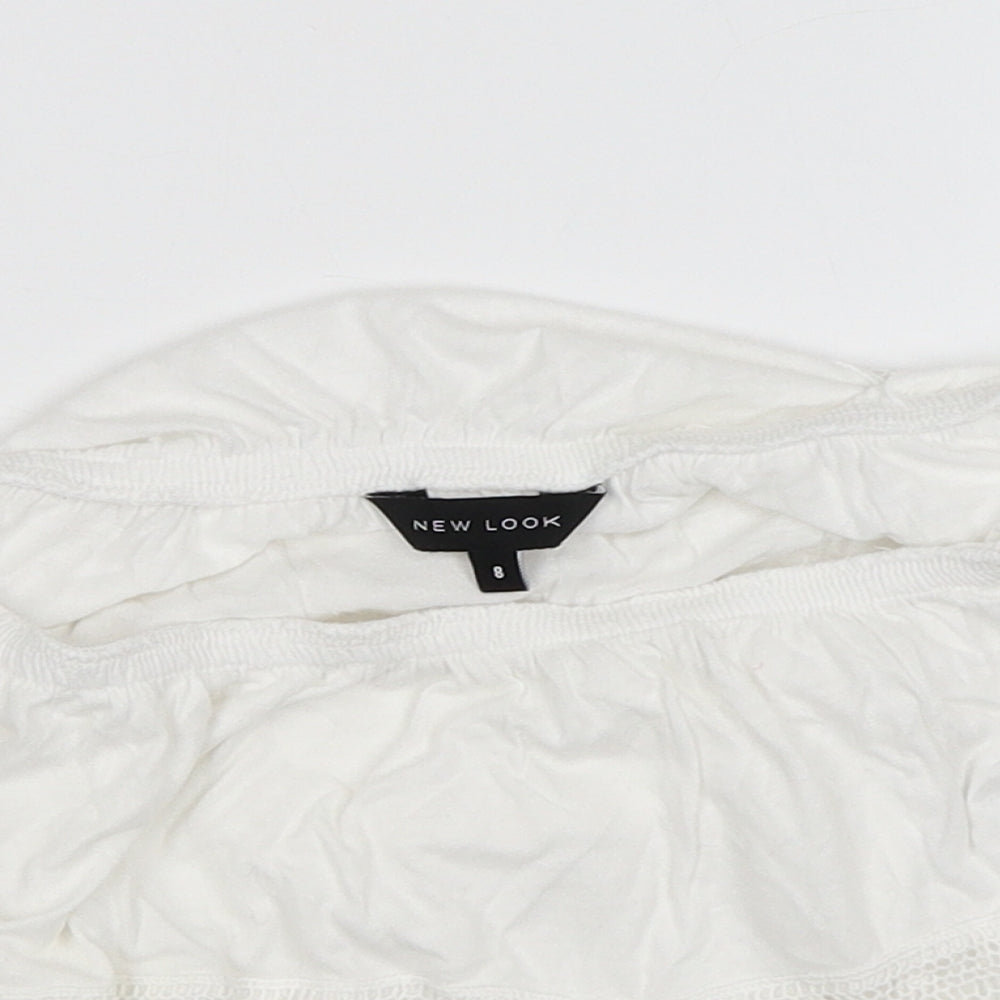 Womens UK Size 8 New Look White Cropped Blouse