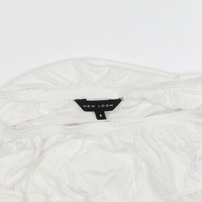 Womens UK Size 8 New Look White Cropped Blouse