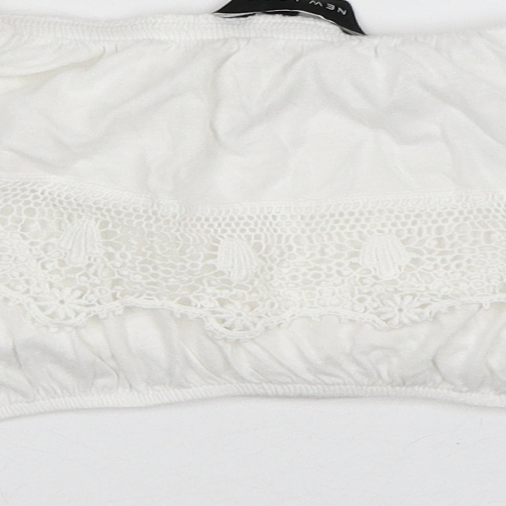 Womens UK Size 8 New Look White Cropped Blouse