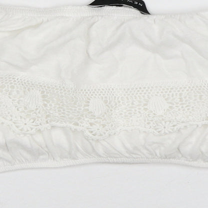 Womens UK Size 8 New Look White Cropped Blouse