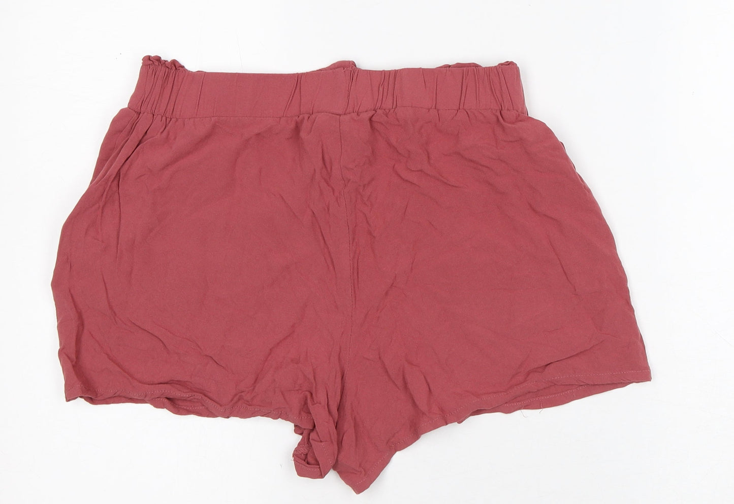 Primark Womens Red Viscose Paperbag Shorts Size 12 L4 in Regular