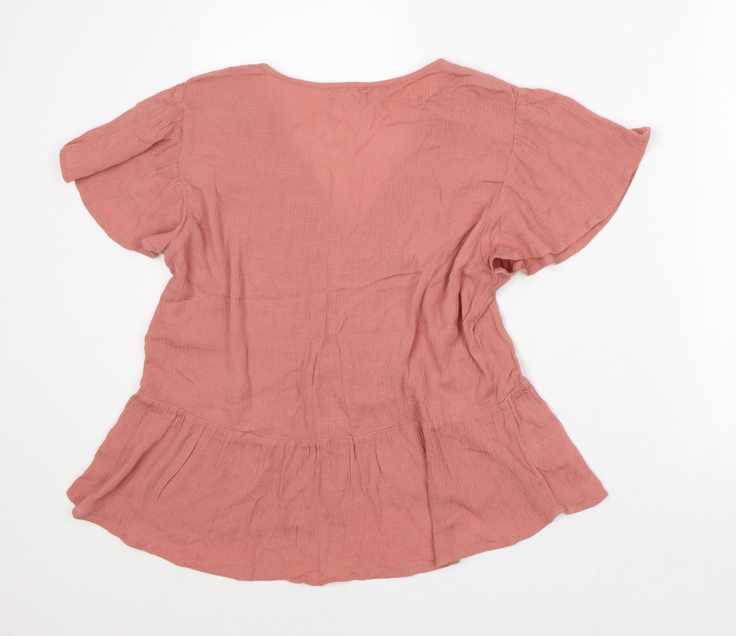 Eyeshadow Womens Pink Ramie Tunic Blouse Size L V-Neck