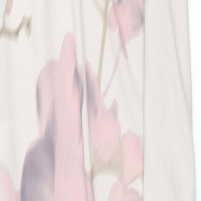 H&M Womens Pink Floral Polyester A-Line Size 8 Off the Shoulder Zip