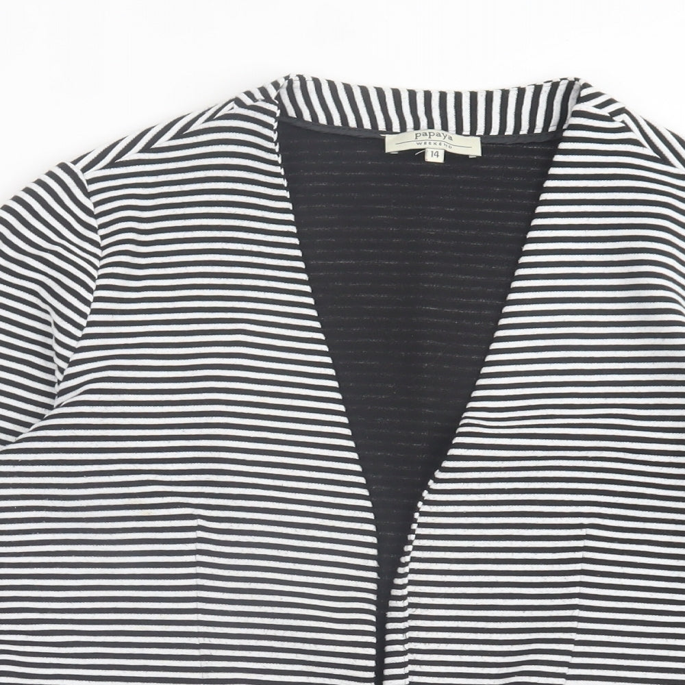 Papaya Womens White Striped Jacket Size 14