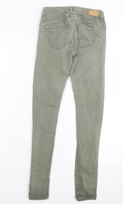 Bershka Womens Green Cotton Skinny Jeans Size 6 L28 in Regular Button