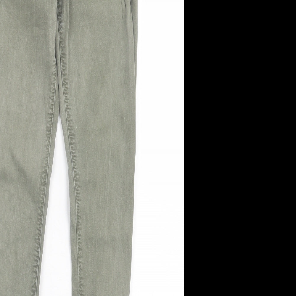 Bershka Womens Green Cotton Skinny Jeans Size 6 L28 in Regular Button