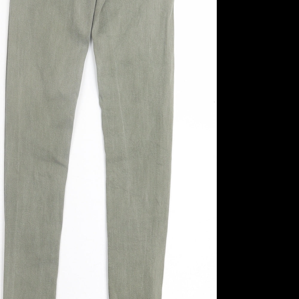 Bershka Womens Green Cotton Skinny Jeans Size 6 L28 in Regular Button