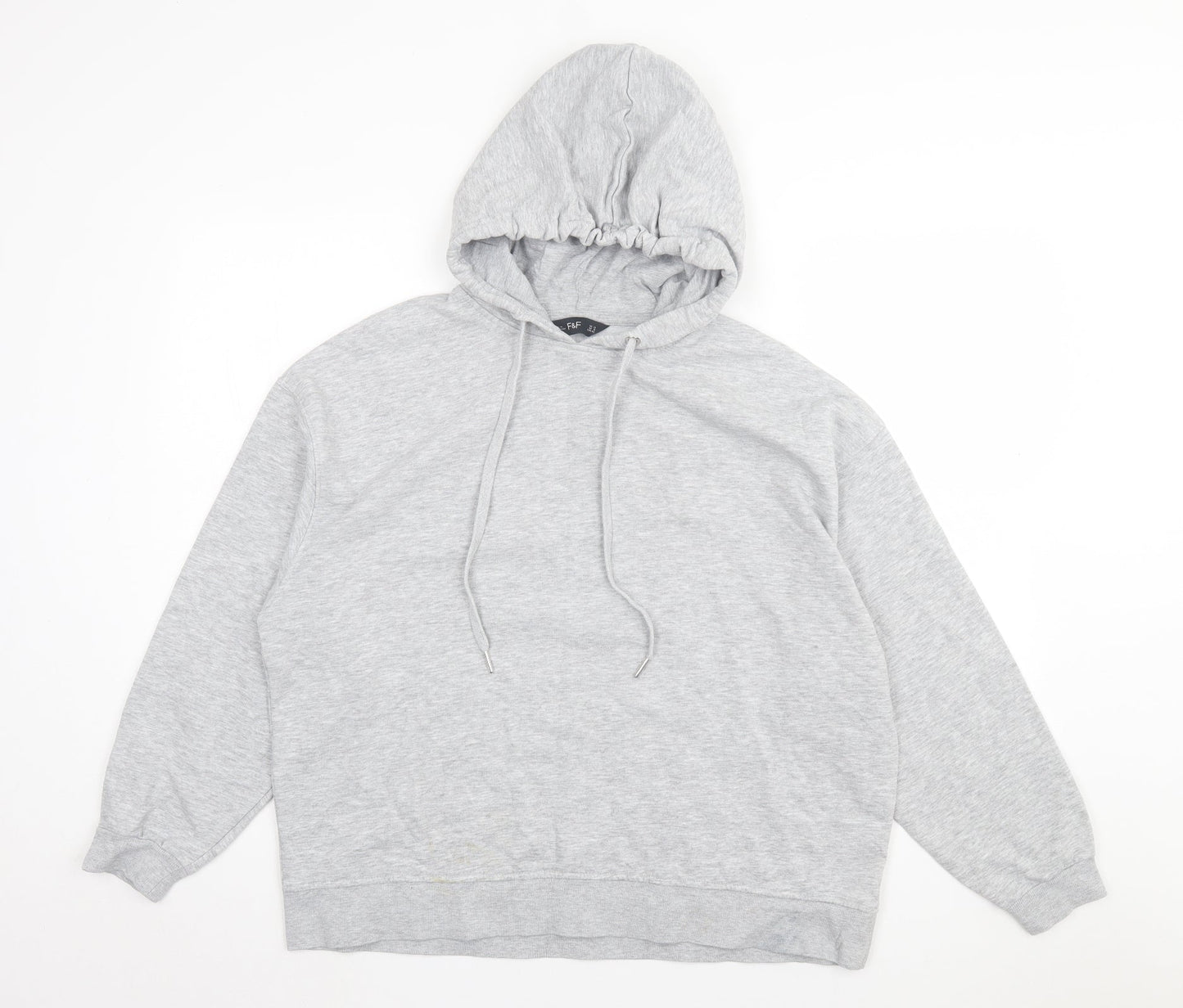 F&F Womens Grey Cotton Pullover Hoodie Size 12 Pullover