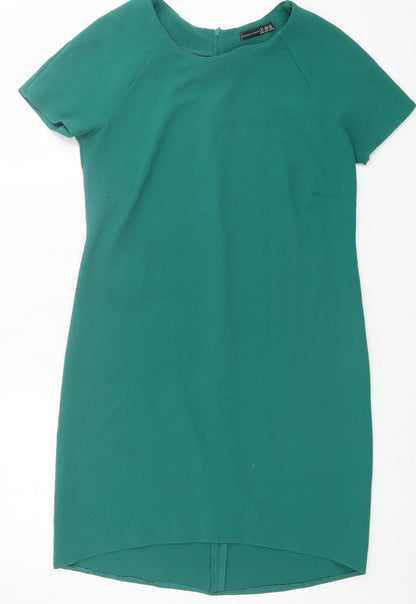 Atmosphere Womens Green Polyester T-Shirt Dress Size 6 Round Neck Zip