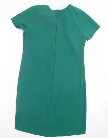 Atmosphere Womens Green Polyester T-Shirt Dress Size 6 Round Neck Zip