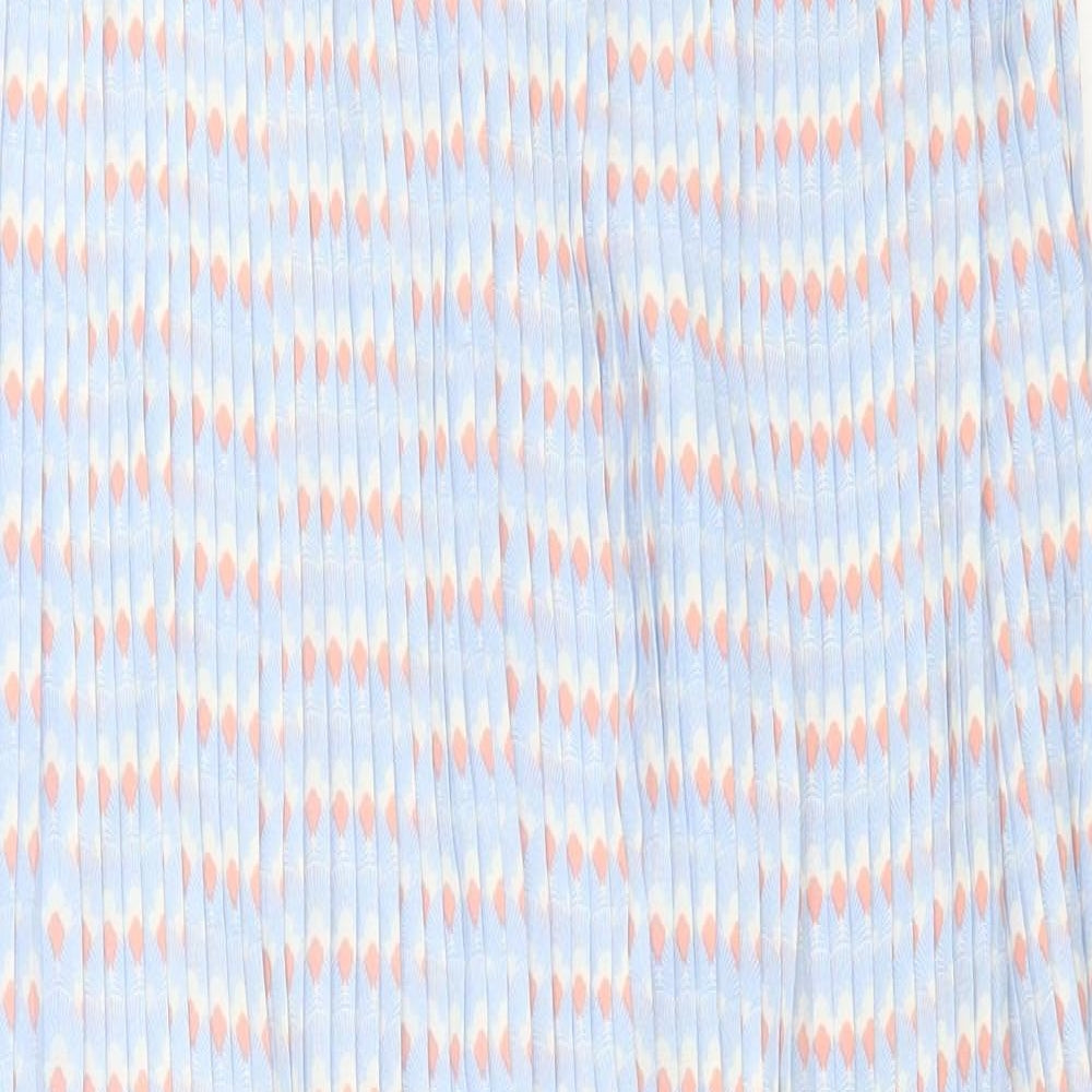 Mint & Berry Womens Blue Geometric Polyester Tank Dress Size 8 Crew Neck Button