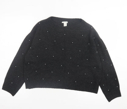 Womens UK Size L h7m Black Pullover Jumper