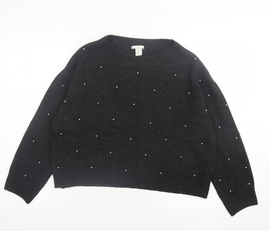 Womens UK Size L h7m Black Pullover Jumper