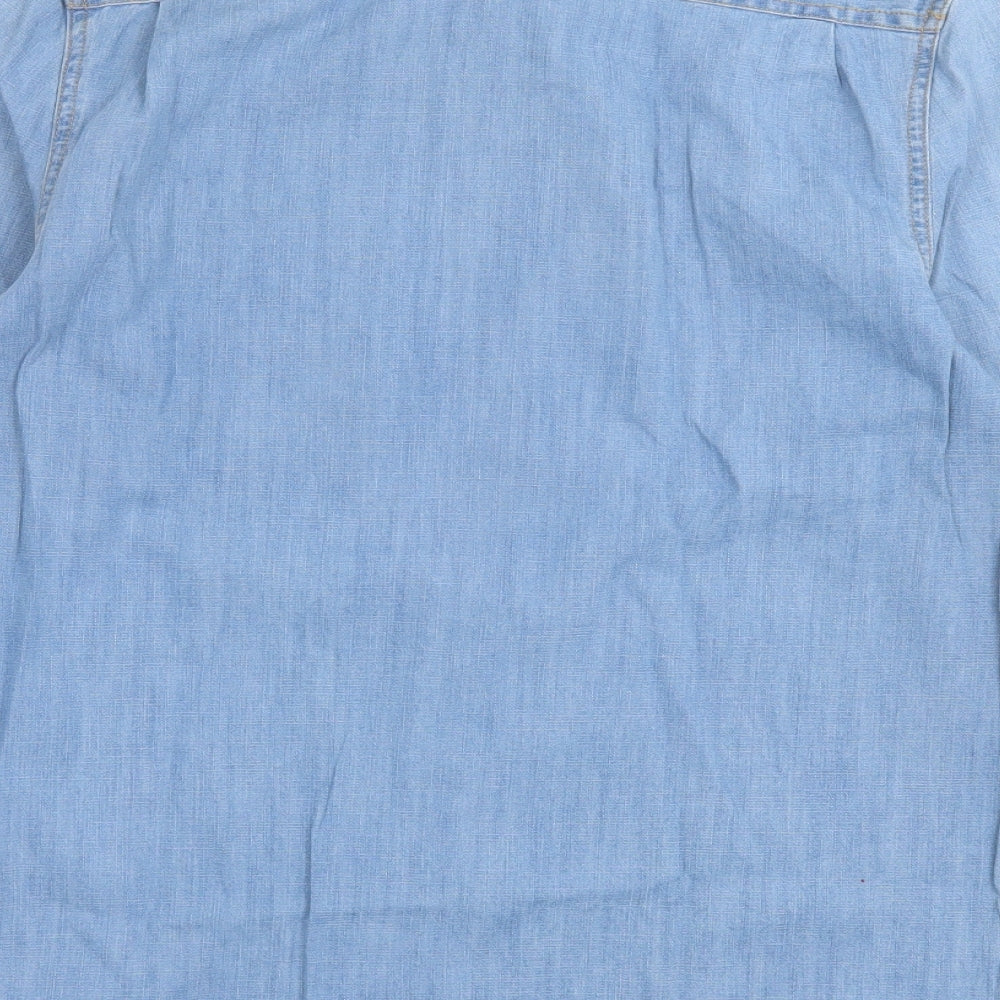 Topman Mens Blue Cotton Button-Up Size S Collared Button