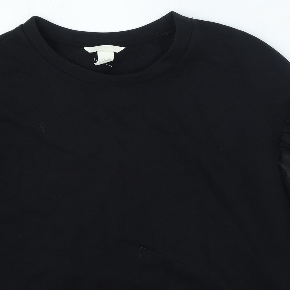 H&M Womens Black Cotton Pullover Sweatshirt Size S