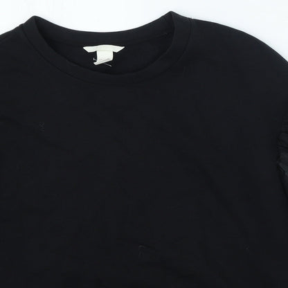 H&M Womens Black Cotton Pullover Sweatshirt Size S