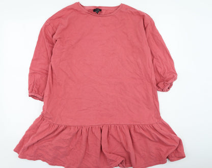 New Look Womens Pink Cotton Fit & Flare Size 14 Round Neck