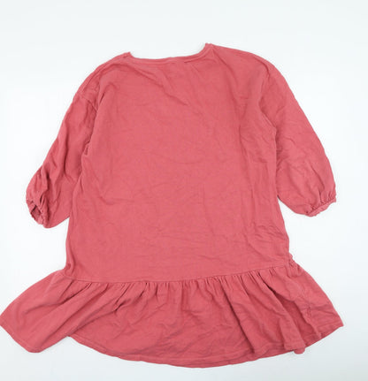 New Look Womens Pink Cotton Fit & Flare Size 14 Round Neck