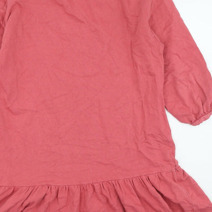 New Look Womens Pink Cotton Fit & Flare Size 14 Round Neck