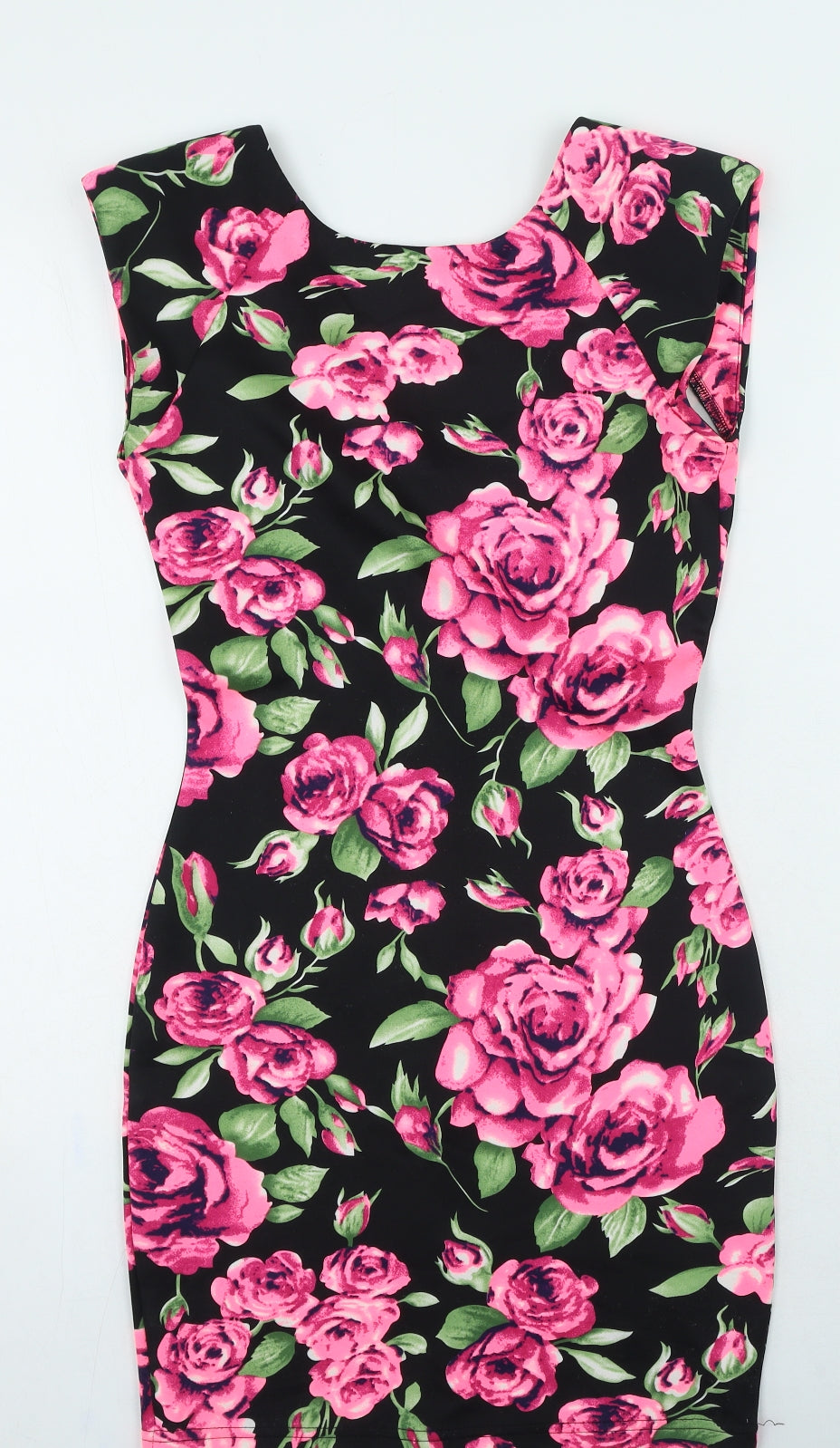 AX Paris Womens Black Floral Polyester Bodycon Size 8 Round Neck