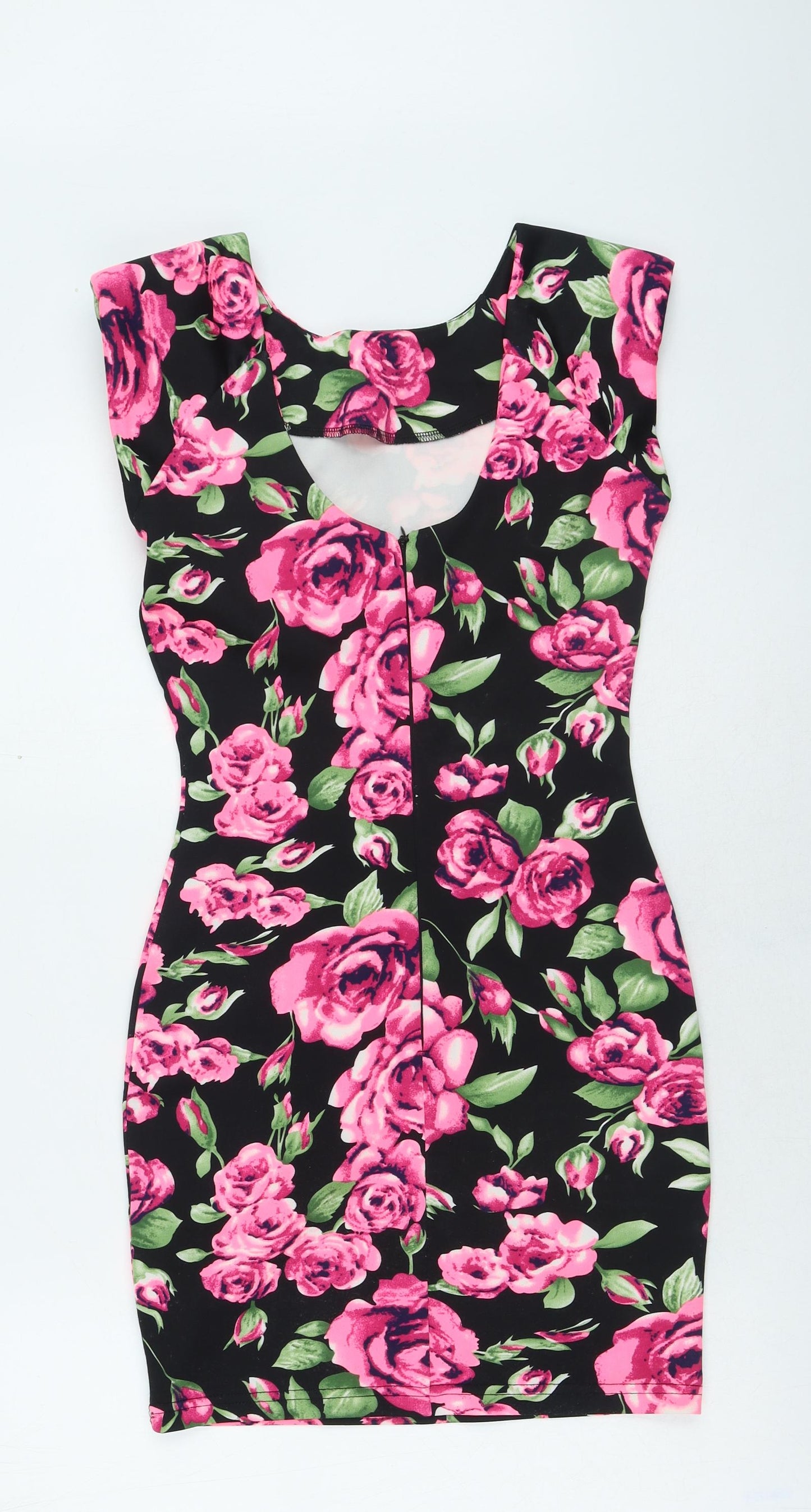 AX Paris Womens Black Floral Polyester Bodycon Size 8 Round Neck