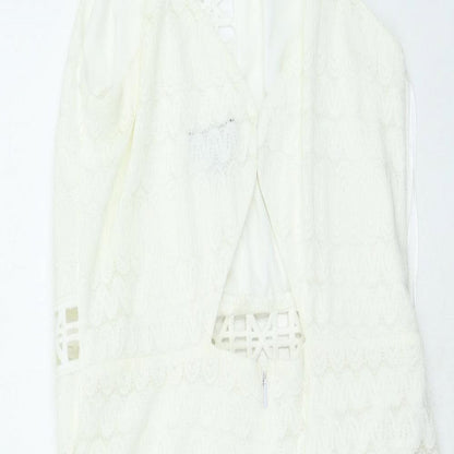 Topshop Womens Ivory Nylon Fit & Flare Size 10 Round Neck