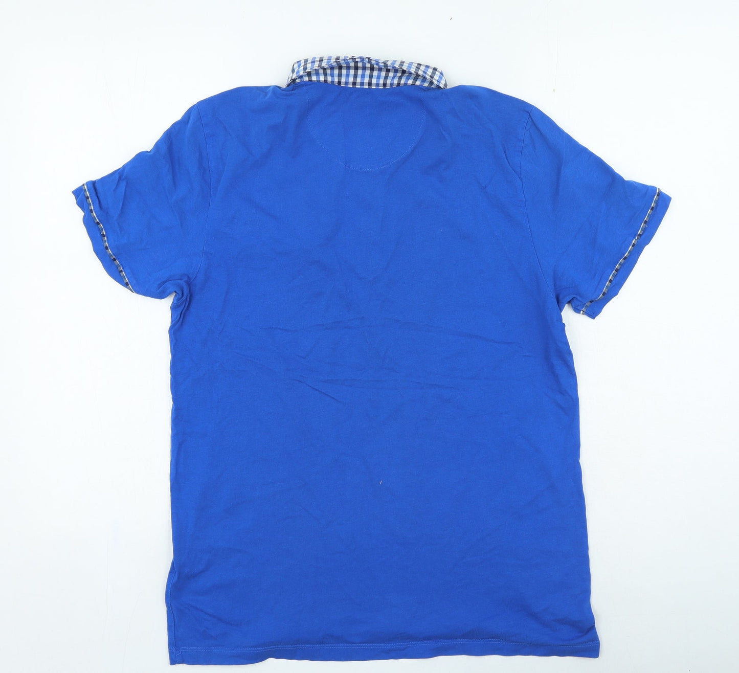 Burton Mens Blue Check Cotton Polo Size M Collared