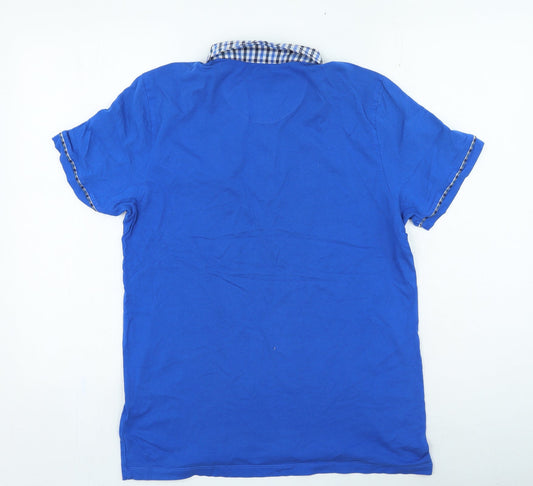 Burton Mens Blue Check Cotton Polo Size M Collared