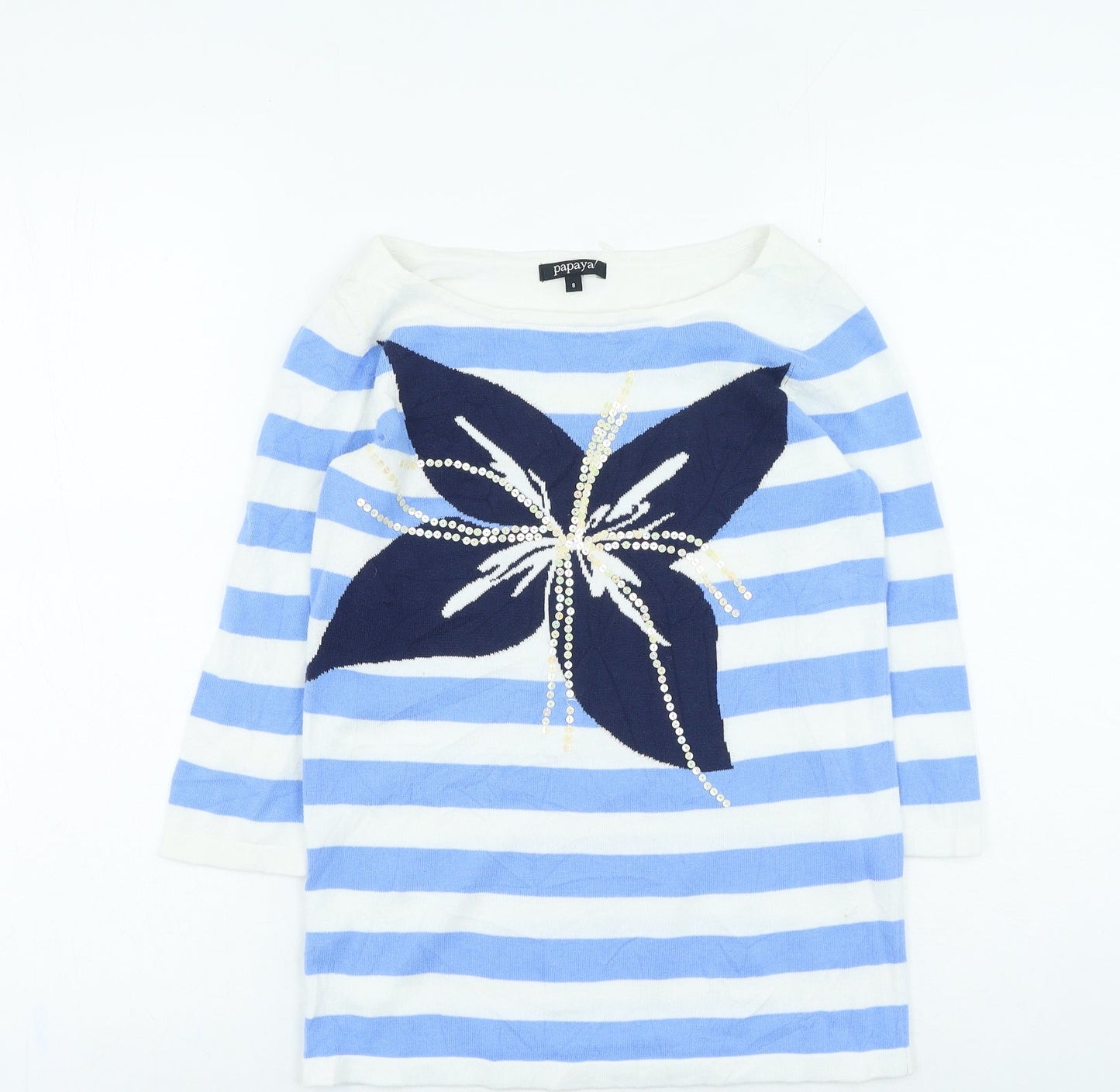 Womens UK Size 8 Papaya Blue Pullover Jumper