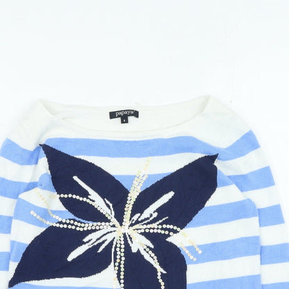 Womens UK Size 8 Papaya Blue Pullover Jumper