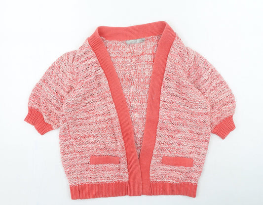 TU Womens Red V-Neck Cotton Cardigan Jumper Size 10