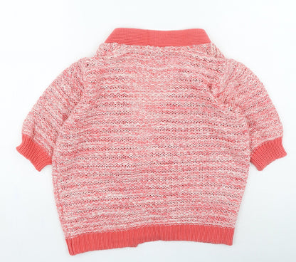 TU Womens Red V-Neck Cotton Cardigan Jumper Size 10