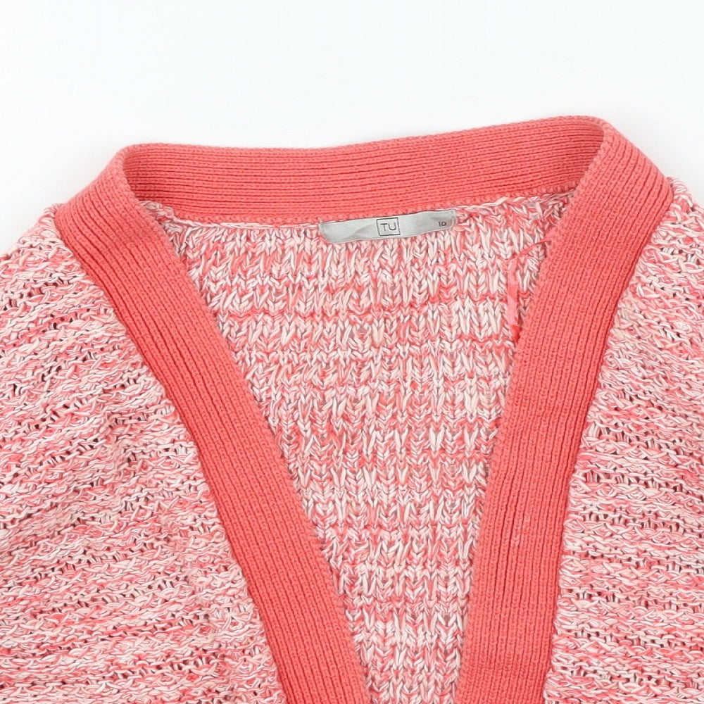 TU Womens Red V-Neck Cotton Cardigan Jumper Size 10