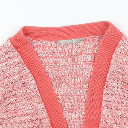 TU Womens Red V-Neck Cotton Cardigan Jumper Size 10
