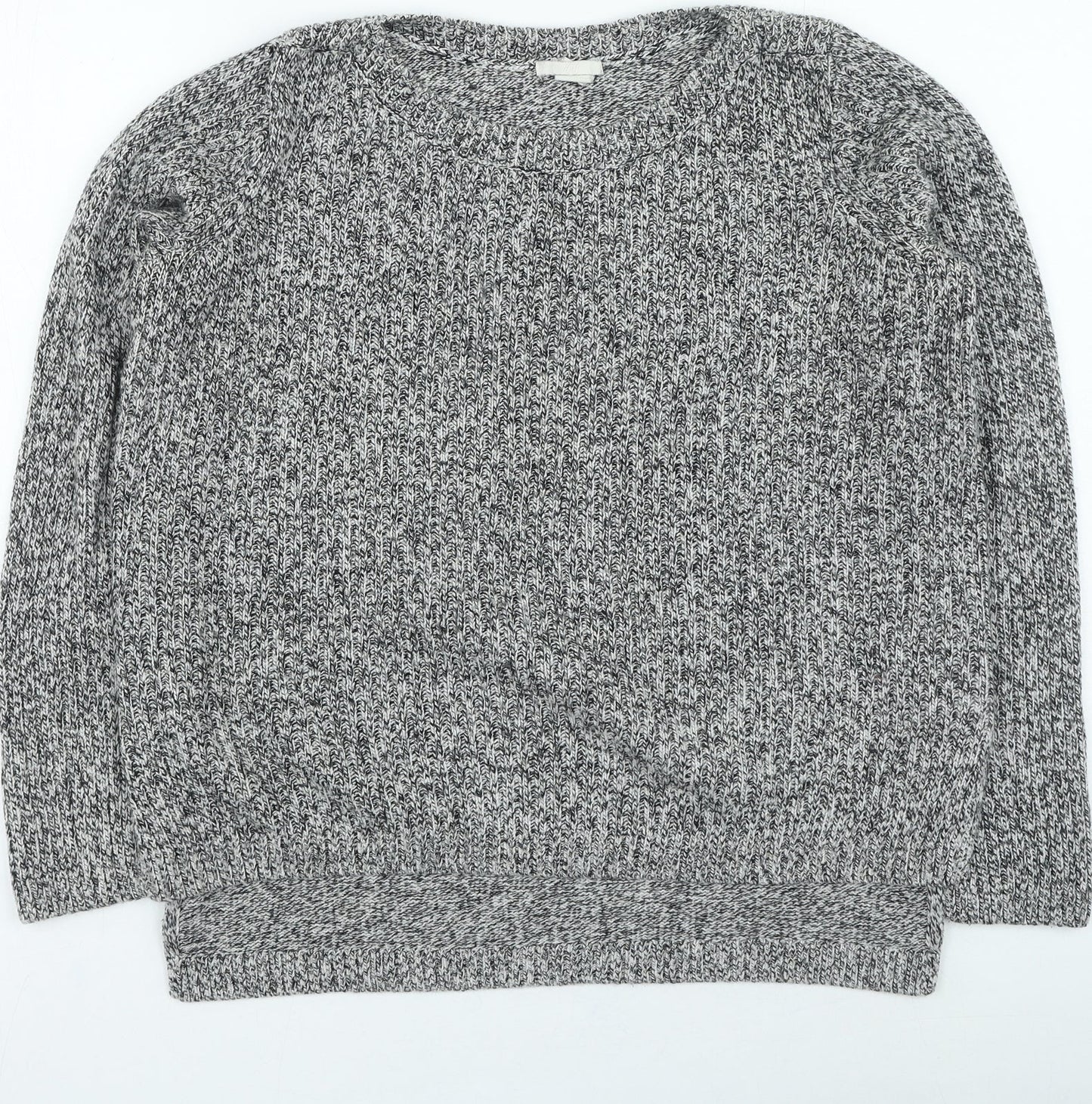 H&M Mens Grey Round Neck Acrylic Pullover Jumper Size L