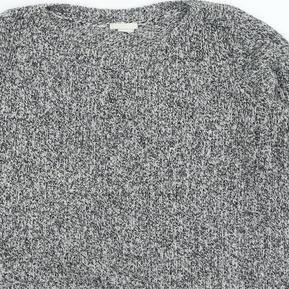 H&M Mens Grey Round Neck Acrylic Pullover Jumper Size L