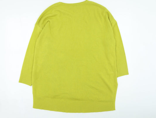 BASSINI Womens Green Round Neck Acrylic Pullover Jumper Size L