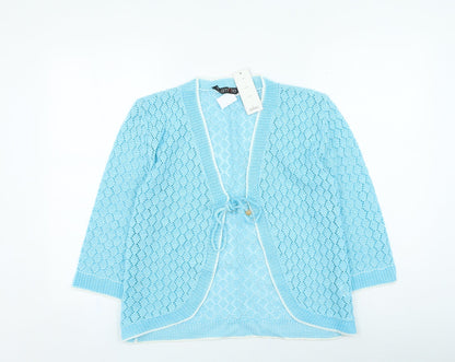 amare Womens Blue Round Neck Acrylic Cardigan Jumper Size S