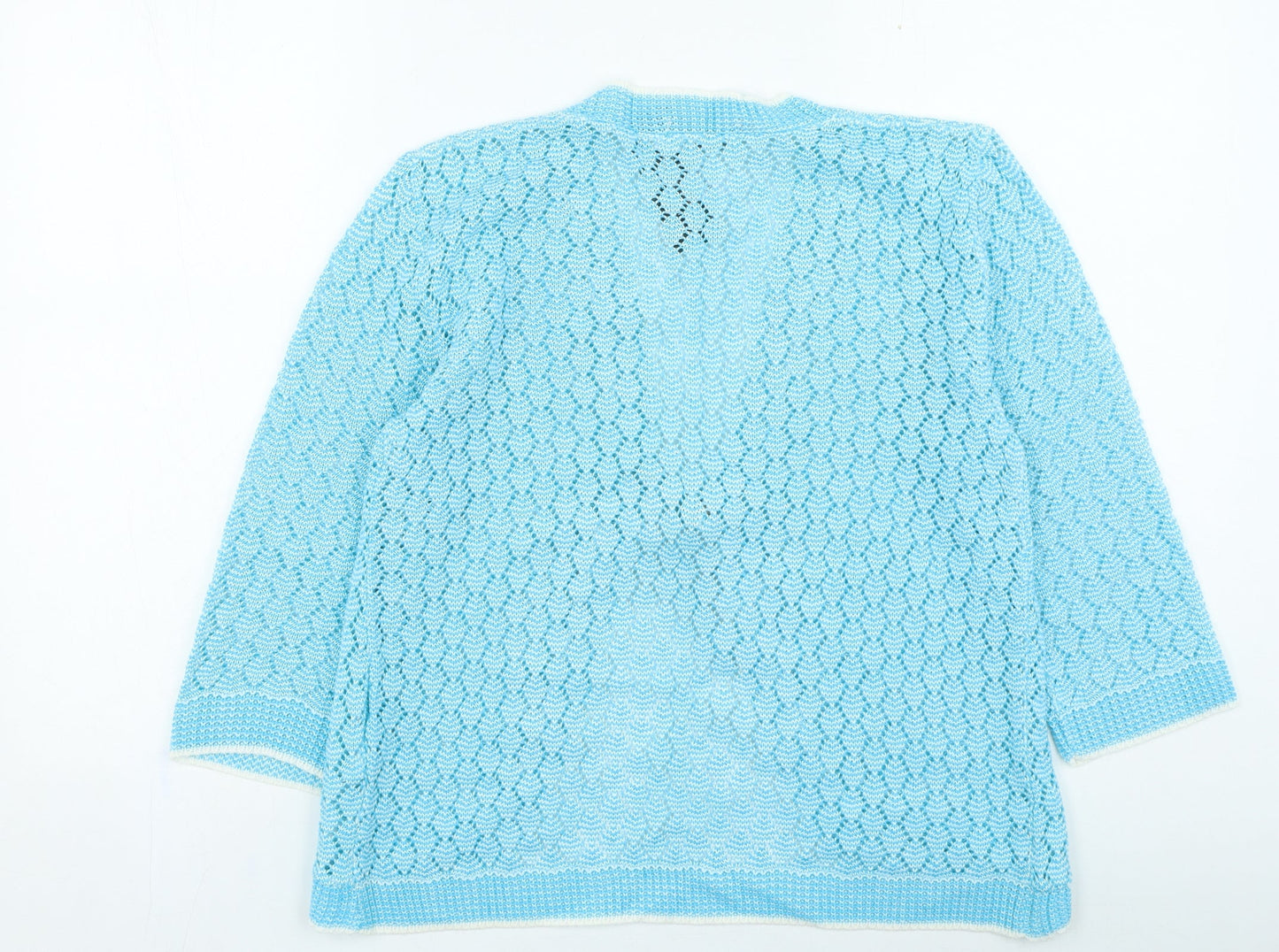amare Womens Blue Round Neck Acrylic Cardigan Jumper Size S