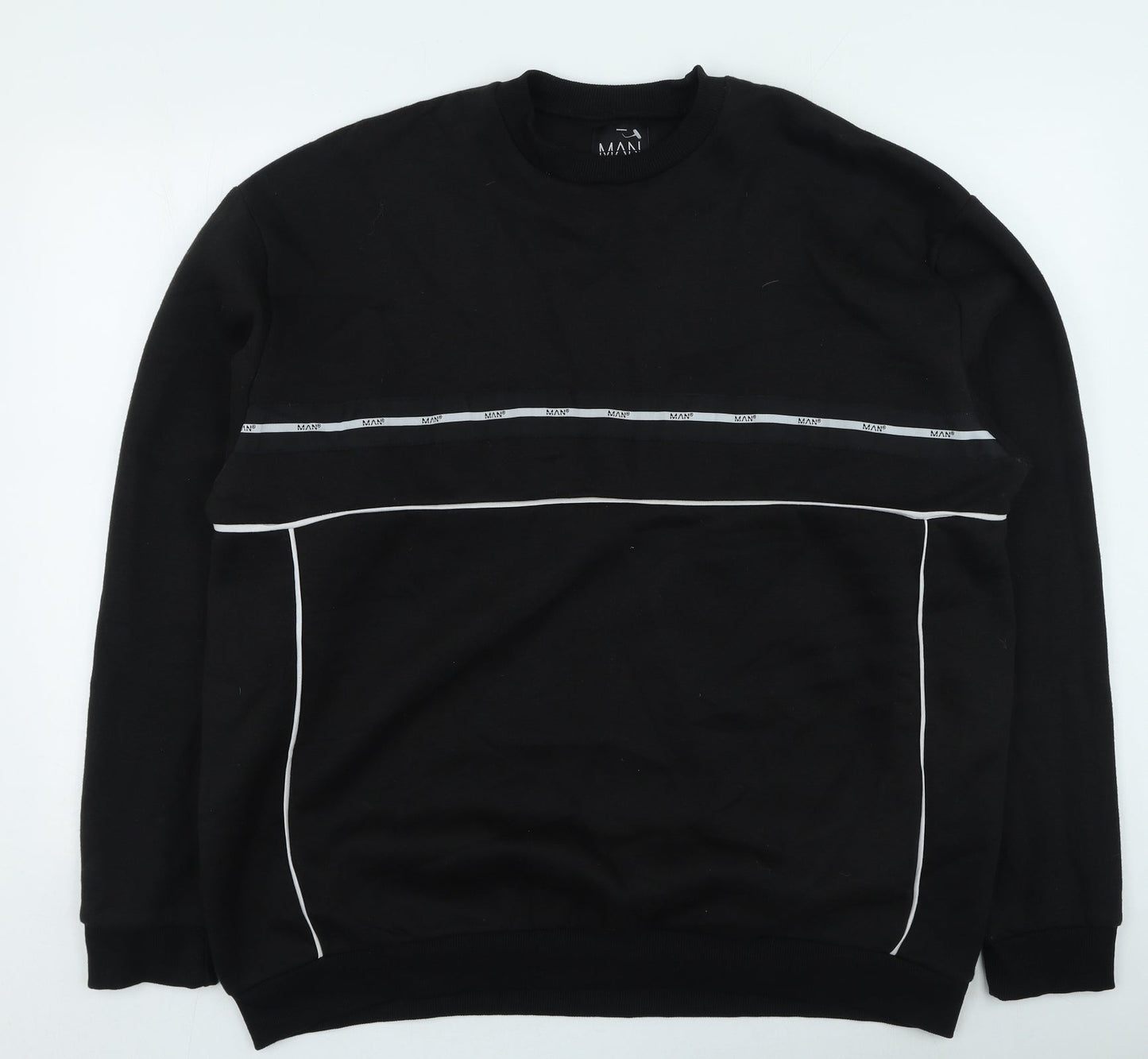 Mens UK Size L Boohoo Black Pullover Sweatshirt