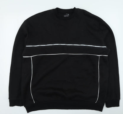 Mens UK Size L Boohoo Black Pullover Sweatshirt
