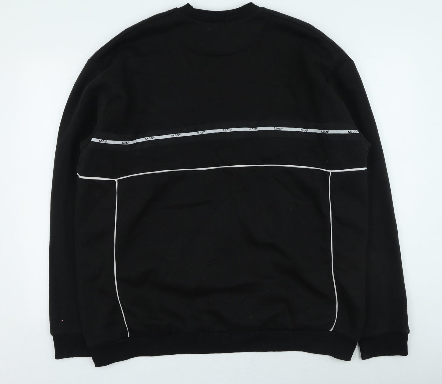 Mens UK Size L Boohoo Black Pullover Sweatshirt
