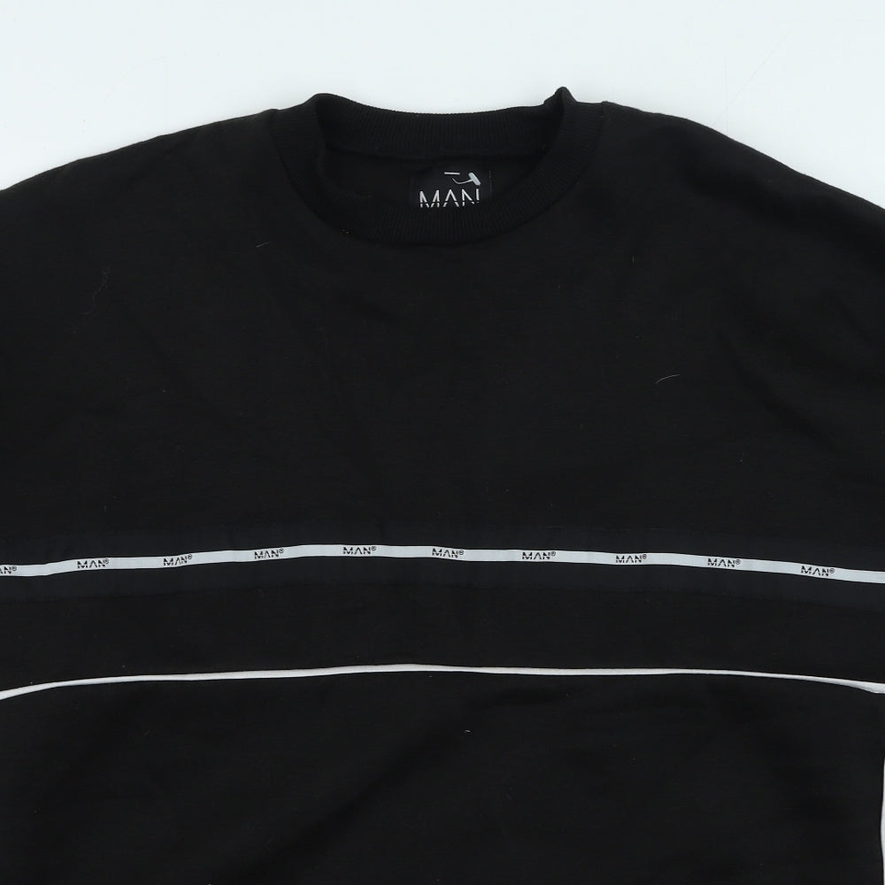 Mens UK Size L Boohoo Black Pullover Sweatshirt