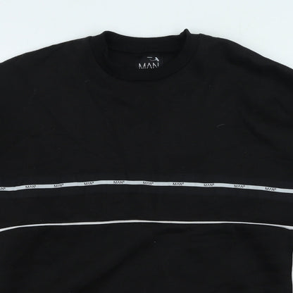 Mens UK Size L Boohoo Black Pullover Sweatshirt
