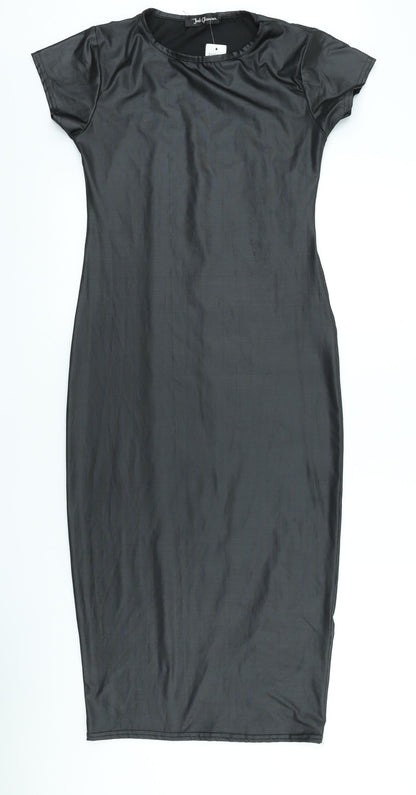 Just Glamour Womens Black Polyester Sheath Size S Scoop Neck