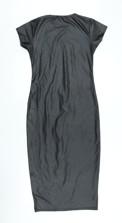 Just Glamour Womens Black Polyester Sheath Size S Scoop Neck