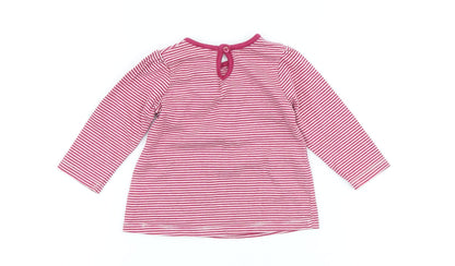 George Girls Pink Striped 100% Cotton A-Line Size 6-9 Months Crew Neck