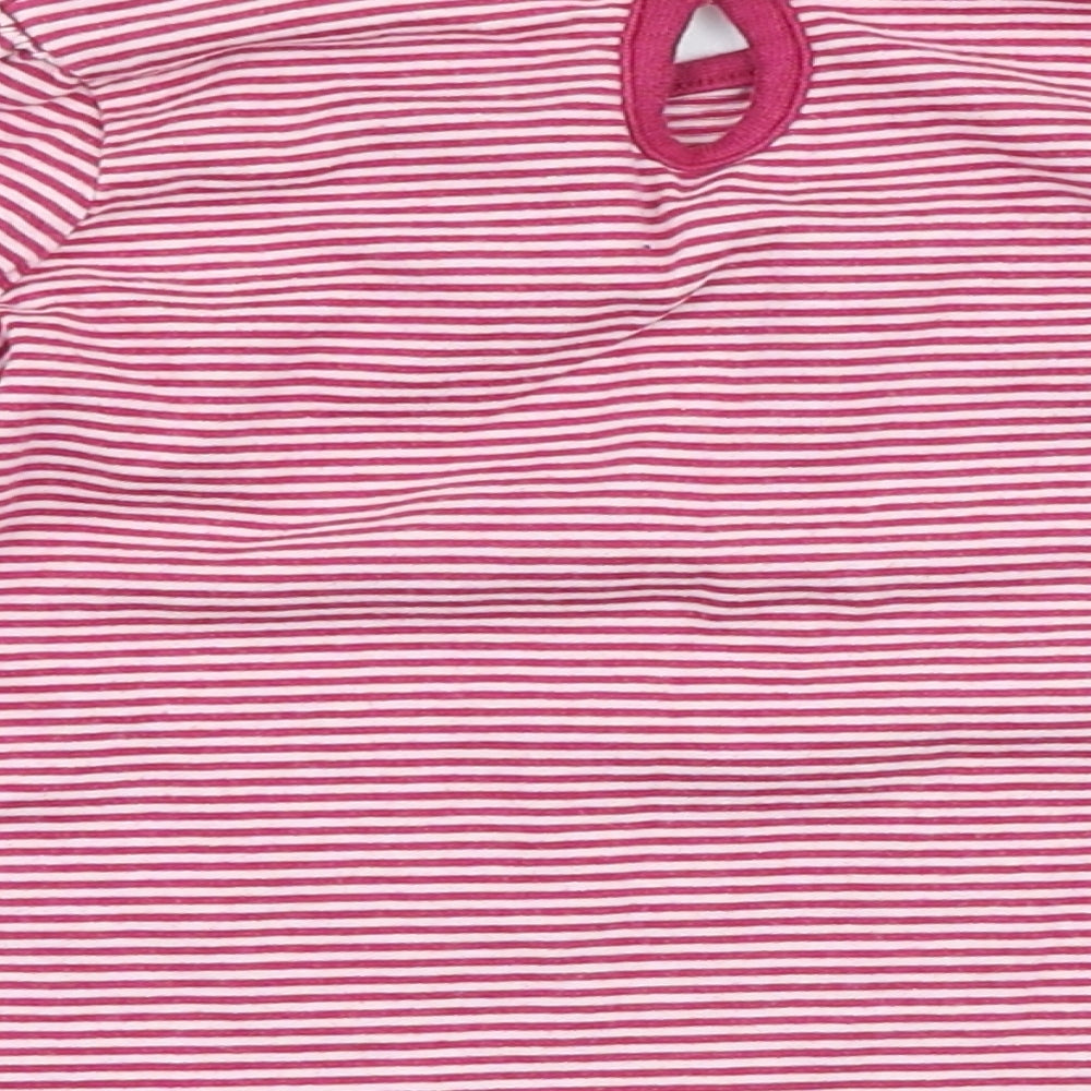 George Girls Pink Striped 100% Cotton A-Line Size 6-9 Months Crew Neck